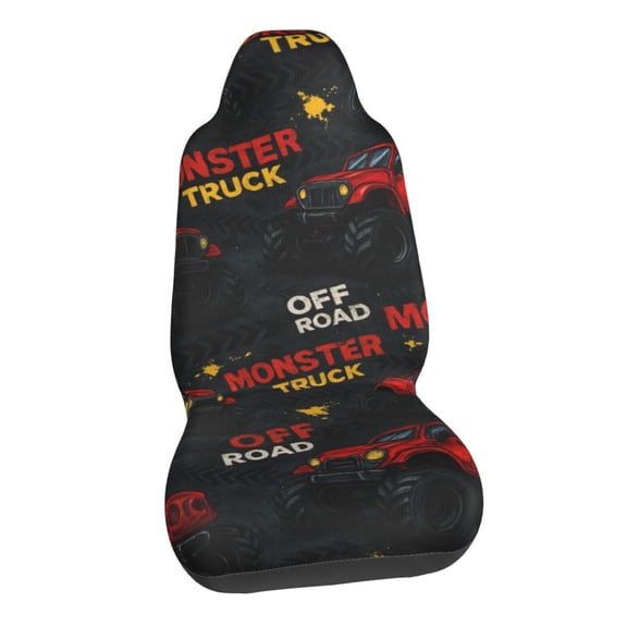 Cute Monster Trucks Car Seat Covers Stretch Car Seat Protectors Universal Fit