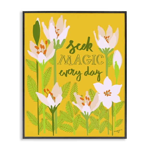 Stupell Industries Bohemian Seek Magic Every Day Black Framed Giclee Art, 11 x 14, by Pragya Kothari