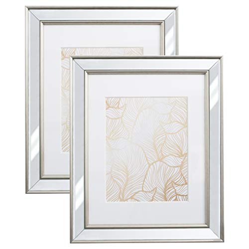 8x10 Mirrored Picture Frame Matted to 5x7, Frames by EcoHome. 2 Pack