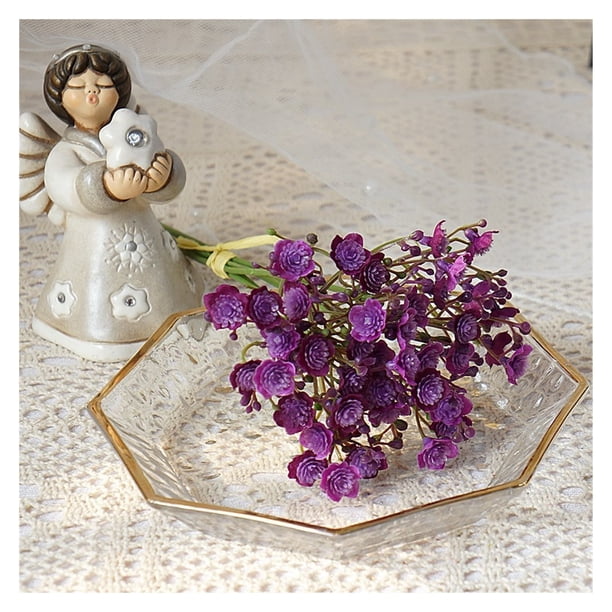 Ramo de 40 cabezas de flores artificiales de plástico, planta falsa hecha a mano, arreglo Floral de Gypsophila for decoración de mesa de hogar y boda