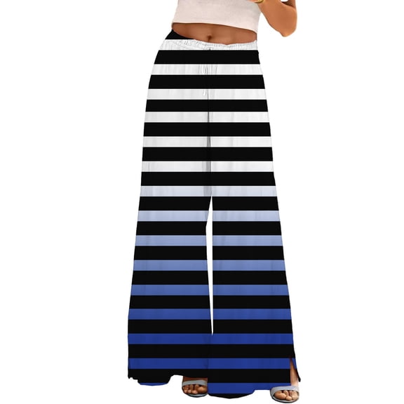 ZHENHONG Casual Pants for Women Womens Wide Leg Palazzo Pants Boho Floral 2025 Summer Beach Culottes Flowy Casual Trousers For Vacation