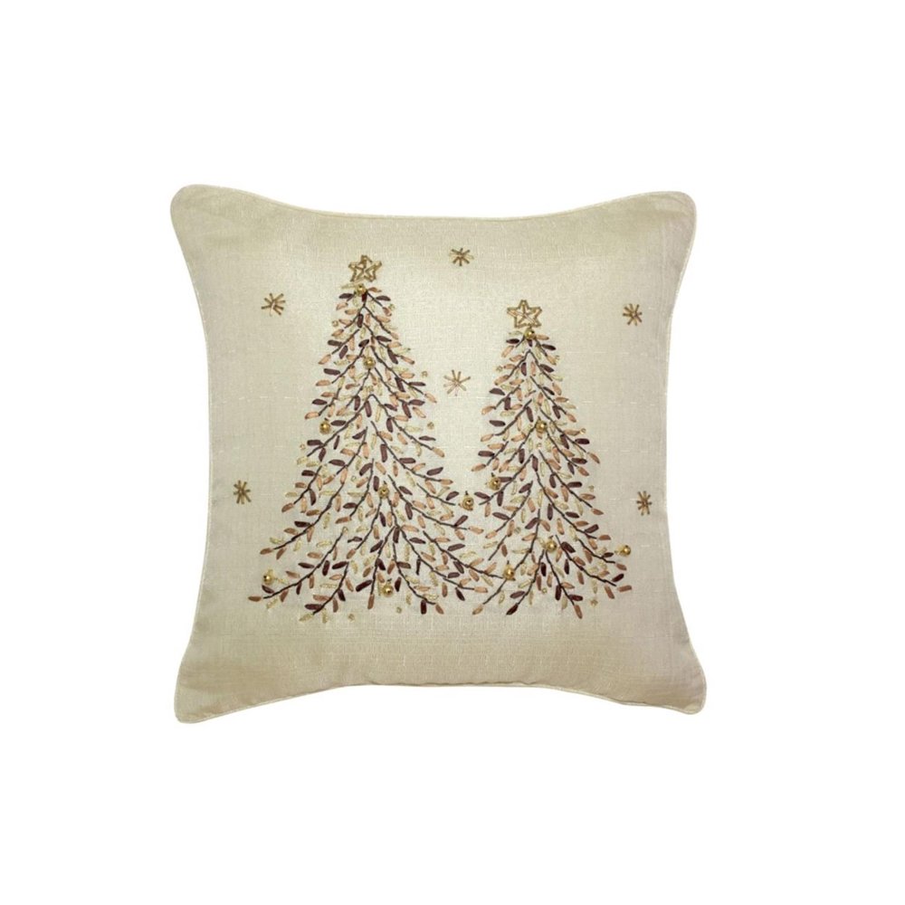 Pack of 2 neutral toned embroidered christmas tree and snowflake Pack of 2 neutral toned embroidered christmas tree and snowflake