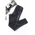 thumbnail image 3 of ABPHQTO Leggings negros de motociclista de PU con empalme para mujer, 3 of 5