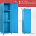 thumbnail image 2 of 1 Door 51.3" Metal Locker Storage Cabinet Steel  Wardrobe Changing Room Locker Cabinet Box with 2 Adjustable Shelves Steel Locker File Cabinet Organizer for School Gym Home Office, 2 of 6