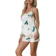 thumbnail image 4 of Unique Bargains Womens Sleeveless Cami Shirt Satin Lounge Set Pajama Sleepwear Sets, 4 of 5