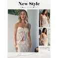 thumbnail image 5 of STARVNC Women Lace Floral Sheer Mesh Lace Up Off Shoulder Top, 5 of 5