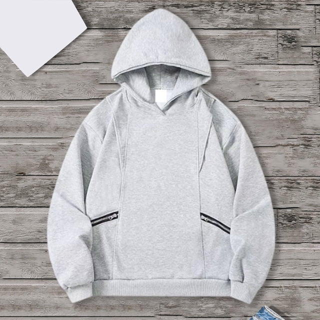 MHFRRA Sudadera con Capucha y Cremallera para Hombre, Estilo Urbano, Holgada, Informal, para Uso Diario y Comodidad Gris claro