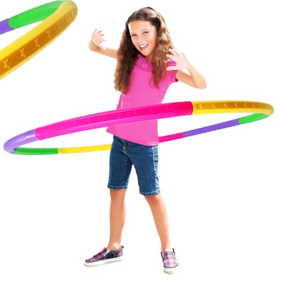 TABGIME 27" Adjustable Kids Exercise Hoops Detachable 3-12 Child Fitness Hoop ABS Toy for Girls Boys, Multi-Color