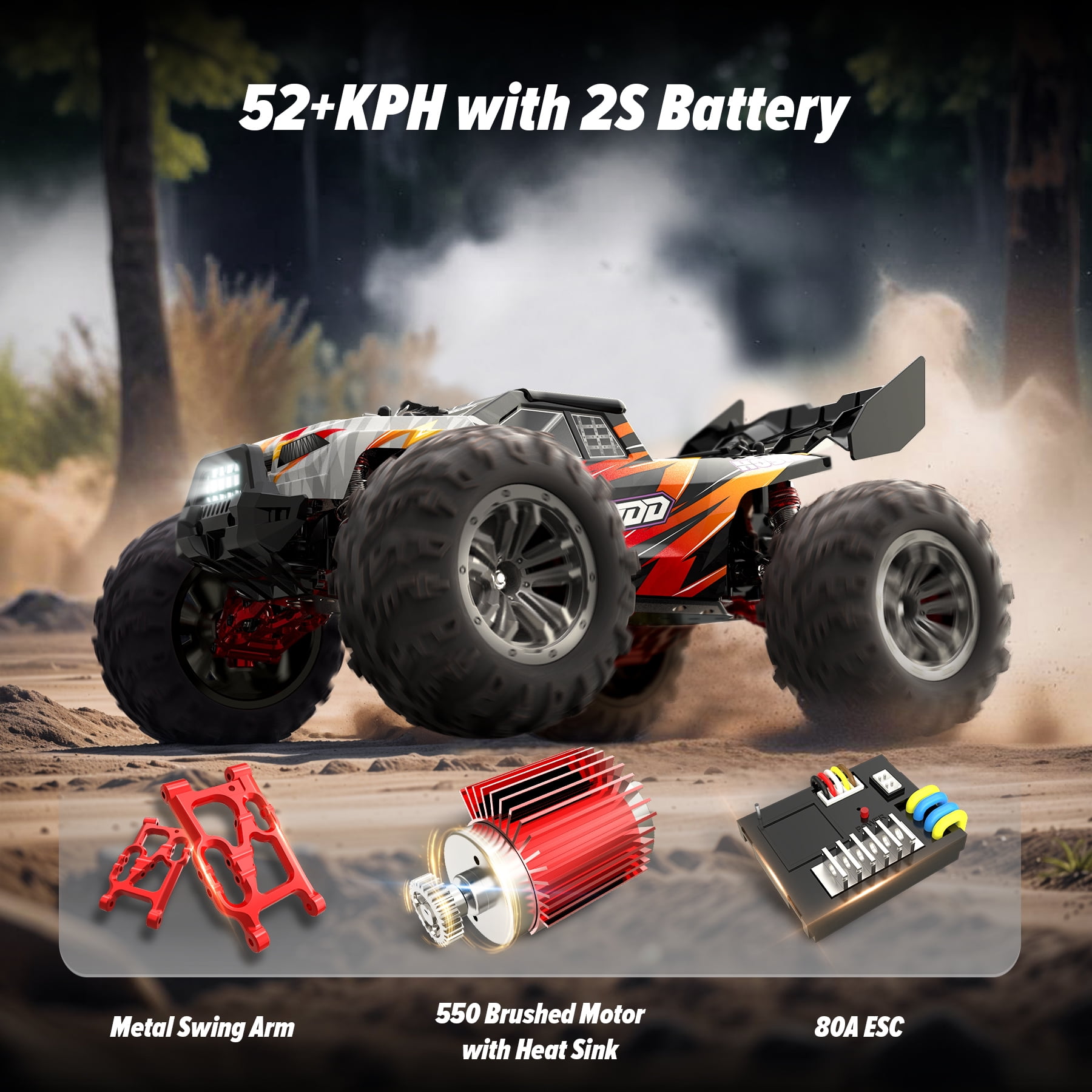 Hosim 1:14 RC Car for Adults,High Speed Remote Control Car Monster Truck 48+ KMH, 4X4 Off-Road All Terrains RTR Waterproof RC Racing Buggy Clawer Truk RC Toys Gift