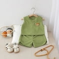thumbnail image 2 of CAUYDY Baby Toddler 9M 12M 18M Boy Summer Outfit Pajamas Set for Toddler Boys 2-Piece Cute Sleeveless Shirt and Shorts 3T-6T Little Kid Clothes (Sizes 4-5 Years,L4-Green), 2 of 7