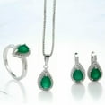 thumbnail image 3 of K-KED Created Cubic Zirconia Necklace Earrings Rings 925 Silver Women Delicate Jewelry set-Green-7, 3 of 7