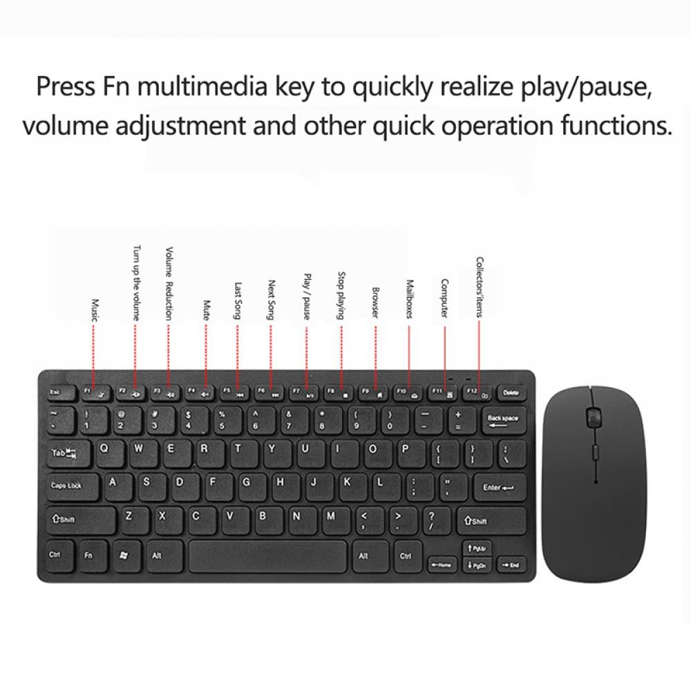 2.4G Wireless USB Keyboard and Mouse Combo QWERTY UK Layout for Windows PC Laptop Computer Black Keyboard with Wrist Rest and 2 stands and Silent Mouse Wireless Keyboard and Mouse Set