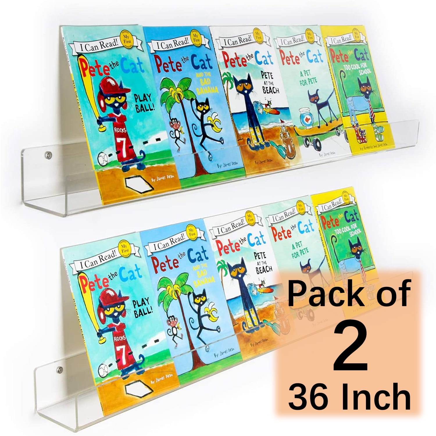  NIUBEE Acrylic 2 Packs Invisible Floating Bookshelves 24  inches,Kids Clear Wall Bookshelves Display Book Shelf,50% Thicker with Free  Screwdriver : Home & Kitchen