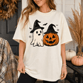 thumbnail image 5 of Ghost And Pumpkin Witch Hat Halloween T-Shirt, Spooky Season Graphic Tee, Retro Fall Comfort Colors Shirt, Vintage Pumpkin Ghost Apparel Gift - Ivory, L, 5 of 5