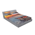 thumbnail image 2 of Ambesonne Nature Fitted Sheet & Pillow Sham Set, Beach with Colorful Sky, Queen, Orange Red Grey, 2 of 2