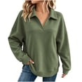 thumbnail image 5 of Hurxie Womens Oversized V Neck Fleece Sweatshirt Casual Long Sleeve Sweatshirts Collared Pullover Sweatshirts, 5 of 7