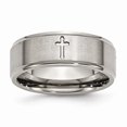 thumbnail image 1 of 8 mm Titanium Ridged Edge Cross Brushed & Polished Band - Size 10, 1 of 1