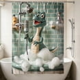 thumbnail image 4 of Aufmer Household Bathroom Essential Dinosaur Pattern Shower Curtain Waterproof Isolation Partition Stylish Decorative Barrier For Bathroom Bathtub Private Space Protection(with 12×Hook), 4 of 5