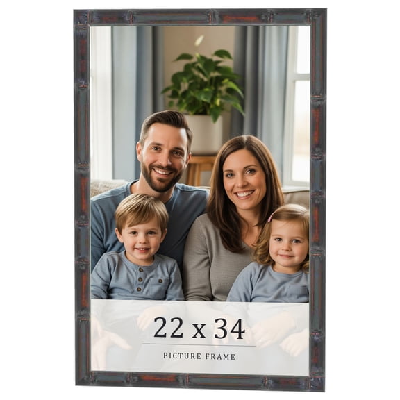 22x34 Frame Brown Bamboo with Dark Coffee/Walnut Finish | Solid Wood Picture Frame Width 0.75