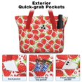 thumbnail image 2 of Tote Bag for Women - Red Strawberry Plants Fruit Shoulder Bag - Large Utility Work Duffle Bag with Zipper Handbag for Travel, Work, Sprots, 2 of 5