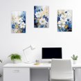 thumbnail image 5 of ZHONGYUTONG Abstract Floral Wall Art 3 Pieces Navy Blue Flowers Canvas Picture Blue and Gold Painting Prints Modern Artwork Home Decor Framed (11.00" x 14.00" x 3PCS), 5 of 6