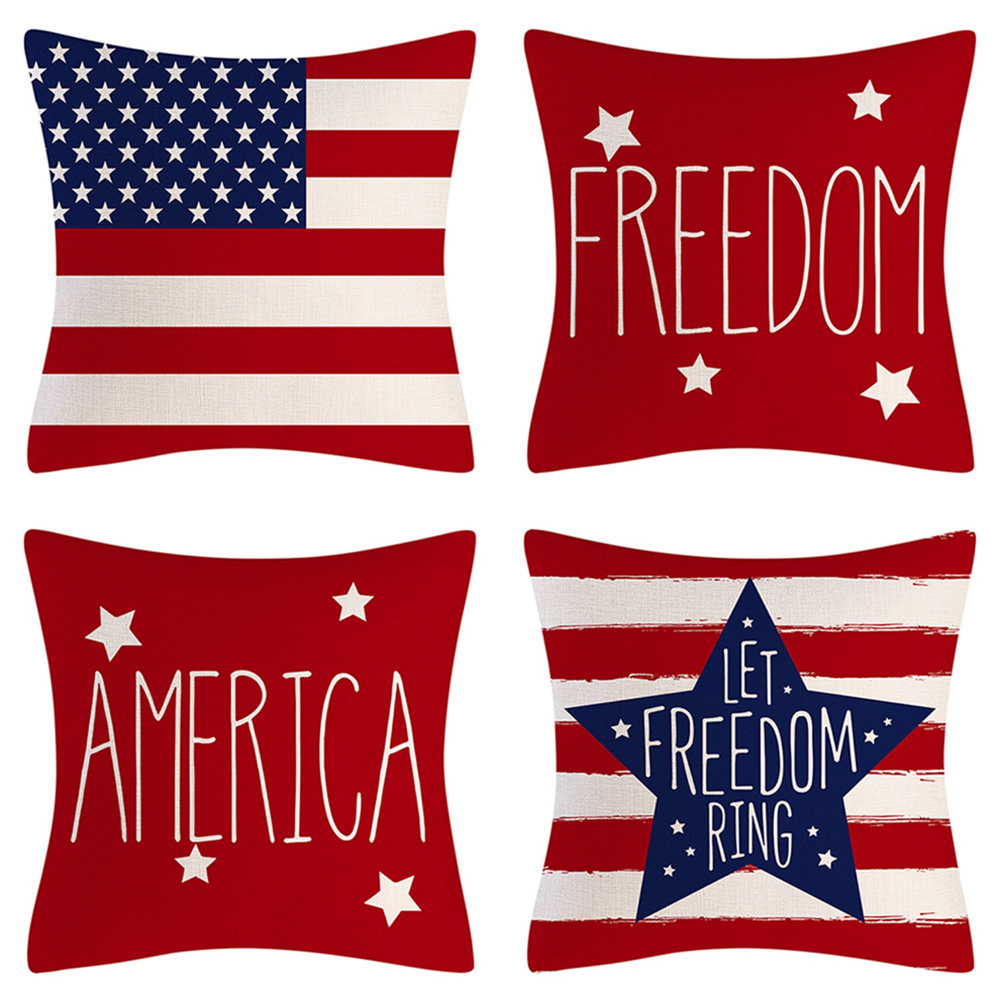 4th of July Pillow Independence Day Cover, Patriotic Throw Cushion Cover, American Flag Pillow 