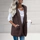 thumbnail image 3 of Chaqueta de color sólido con bolsillo para mujer Chaleco de solapa sin mangas de felpa Abrigo suelto Top Fridja qr702, 3 of 6