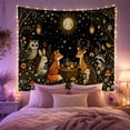 thumbnail image 2 of Forest Animals at a Stump Tea Party, Whimsical Fantasy for Animal Lovers, Forest Tea Party Decor, Friendship Gift Tapestry Wall Hanging for Bedroom, Living Room and Dorm, 2 of 7