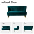 thumbnail image 6 of Tina's Home Velvet Upholstered Loveseat Sofa with Gold Metal Legs, Living Room Chair Tufted Back Home Bedroom Teal, 6 of 9