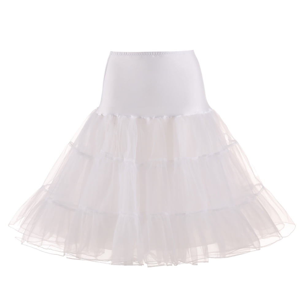 White Crystal Yarn Wedding Cocktail Prom Dress Petticoat Slip Short Skirt TUTU 