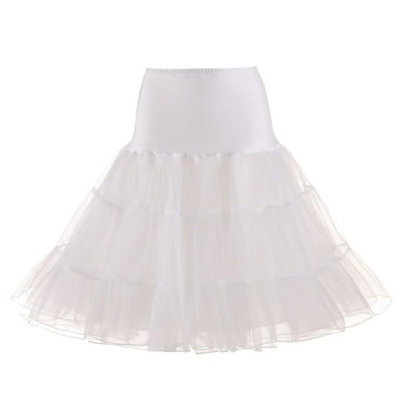 Huanledash Retro Women Solid Color Wedding Bridal Underskirt Crinoline Tutu Tulle Petticoat