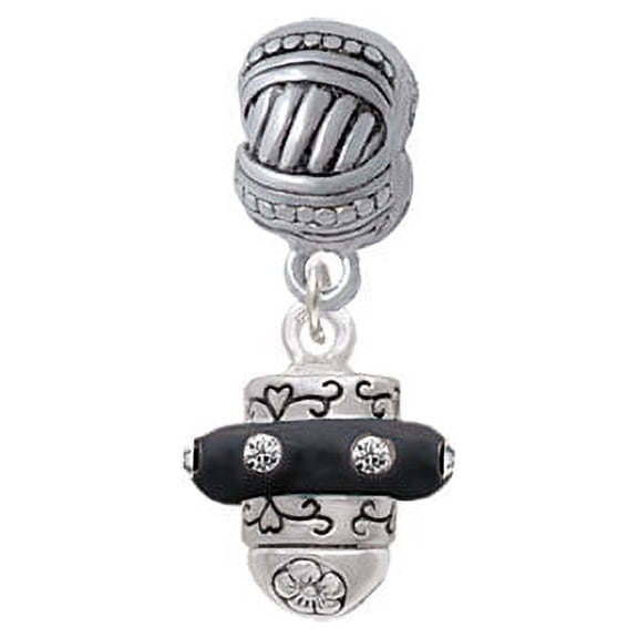 Crystal Black Spinner - Large Rope with Cross Beads Charm Bead