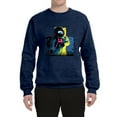 thumbnail image 2 of Wild Bobby, Colorful Cosmic Neon Astronaut Lunar Spaceman Moon Galaxy, Fashion, Unisex Crewneck Graphic Sweatshirt, Vintage Heather Navy, Medium, 2 of 4