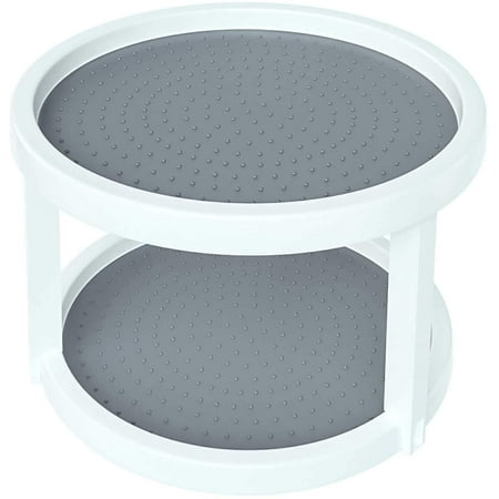 

Home Intuition 2-Tier Twin Turntable Non Skid Lazy Susan 8.75 Inch Inner 9.75 Outer Diameter for Cabinets and Pantry White Grey