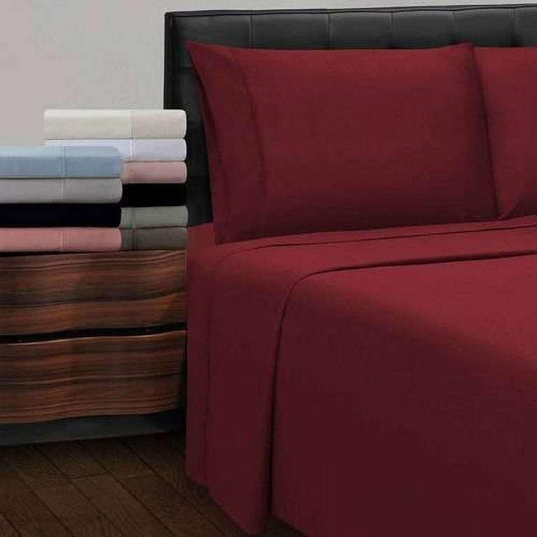 CCWB 100% Cotton 600 TC Bedsheet & Pillowcase Set - Single Size, Burgundy