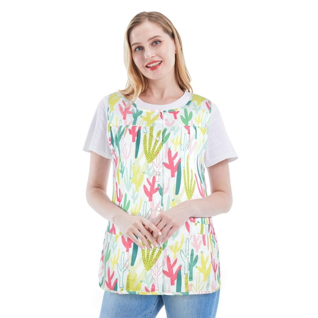 Delantal Cobbler Nanxson CF3177 para mujer con forma de cactus blanco, talla M