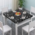thumbnail image 3 of Black Gothic Skull Cat Pattern Square Fitted Tablecloth with Elastic Edge,Square Table Cover,Washable Elastic Table Cover for Home Kitchen Party Decor 36"x36", 3 of 6