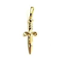 New 14k yellow Gold dagger knife 3D Pendant charm Unisex Gift fine jewelry 2.3g