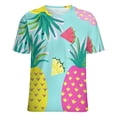 thumbnail image 5 of Lunarable Pineapple Womens Tops Women's Fashion Casual Short Sleeve Flower Print Round Neck Pullover Top Blouse, 5 of 6