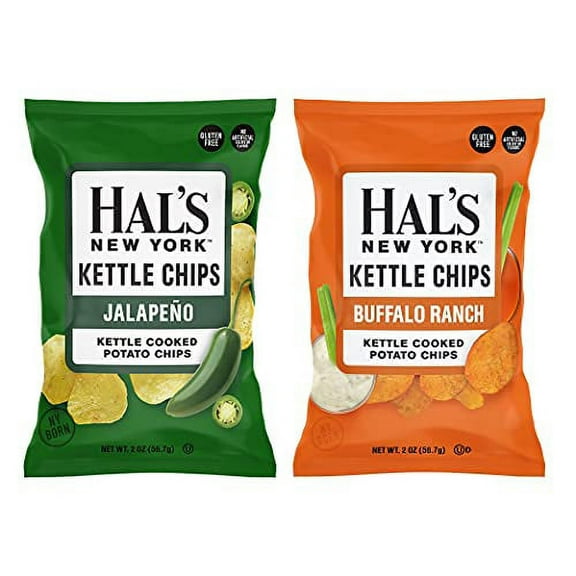 Hal's New York Kettle Cooked Potato Chips, Gluten Free, 2oz (Spicy Variety, Pack of 24)