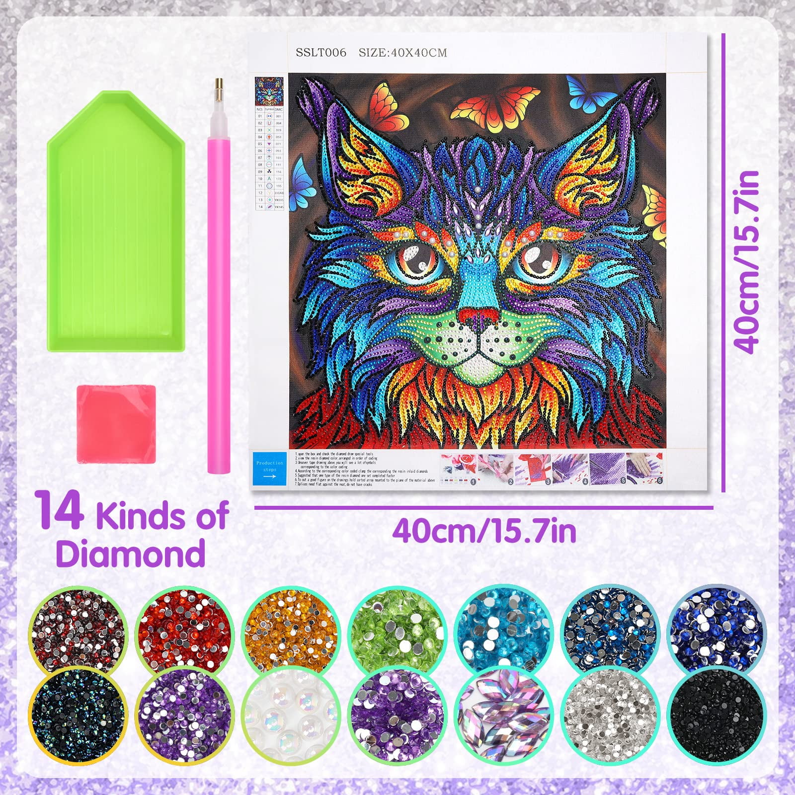 Girl Toys Age 9 10 11 12, 40 * 40 Cm Diamond Painting Kits Gifts for 9-15  Year Olds Girls Teenage, 5d Diamond Art Kits Presents for 8 9 10 11 12 Year  Old Girls Kids Children Birthday Easter Present 