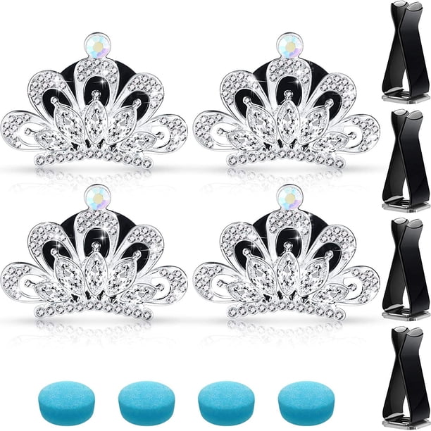 RV 4 Piezas Bling Clips de Ventilación de Coche Accesorios de Decoración de Coche Clips de Cristal de Diamantes de Imitación Clips de Aromaterapia de Cristal para Coche con Almohadillas, Plata