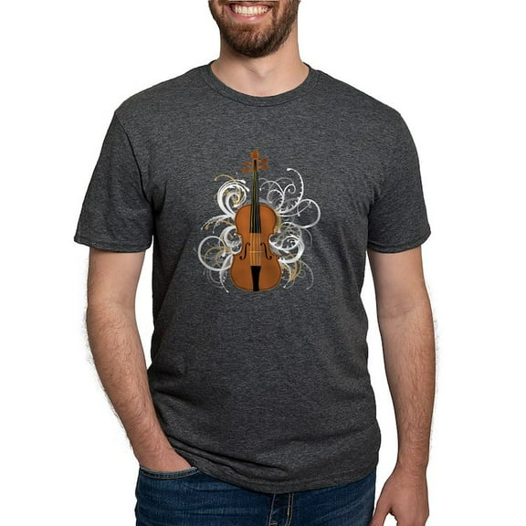 CafePress - Violin Swirls (For Dark Col Mens Tri Blend T Shirt - Mens Tri-blend T-Shirt