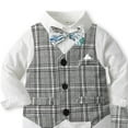 thumbnail image 4 of Karoyedx Baby Boy Dress Outfit Baby Boys Formal Wedding Outfits Toddler Gentleman Bowtie Vest Guest Suits Dress Shirt Pants Set Grey Size,7-8 Years, 4 of 4