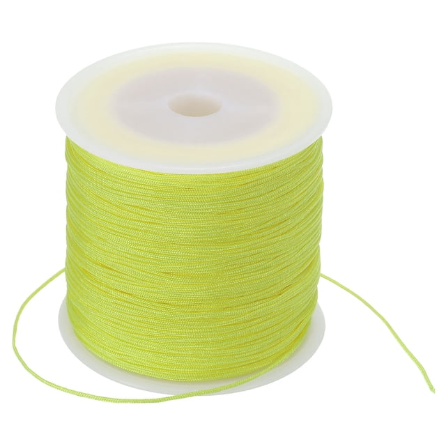 Unique Bargains 0.8mm x 109 Yard Nylon Satin Cord 0.8mm Beading String Braided Rope, Fluorescent Yellow