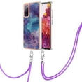 thumbnail image 2 of Case for Samsung Galaxy S20 FE, Adjustable Detachable Crossbody Strap Neck Strap Silicone Bumper Marble Painted TPU Ultra Thin Shockproof Protective Phone Case Cover for Galaxy S20 FE, Purple, 2 of 7