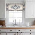 thumbnail image 3 of Navy Blue Boho Valance Curtains for Kitchen/Living Room/Bathroom/Bedroom Window, Rod Pocket Small Topper Half Short Window Curtains Voile Sheer Scarf, Retro Southwestern Ethnic Geometric 42"x12", 3 of 8