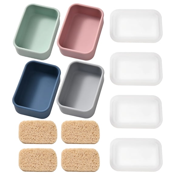 4-Pack Silicone Soap Case Set, Leak-Proof Design with Vent Lid, for Travel, Gym, Camping, Shower, Portable Soap Container, Assorted Colors