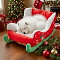 thumbnail image 6 of Christmas Santa's Sleigh Pet Bed for Small Dog and Cats Thickened Warm Dog Kennel Christmas Holiday Themed Pet Bed, 27" x 15" x 11", 6 of 8