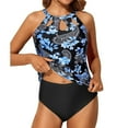 thumbnail image 4 of Tiqkatyck Bikini Sets for Women Clearance, Two Piece High Neck Tankini Swimsuits for Women Bathing Suits Floral Print Swimwear Bathing Suit for Women, Swim Suits for Women 2024 Light Blue M, 4 of 6